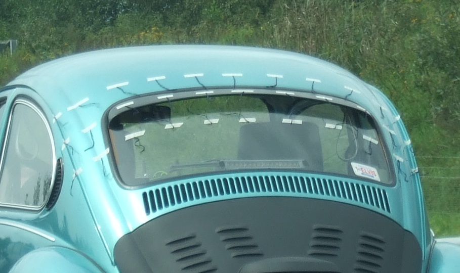 VW beetle wool tuft testing with rear window spoiler