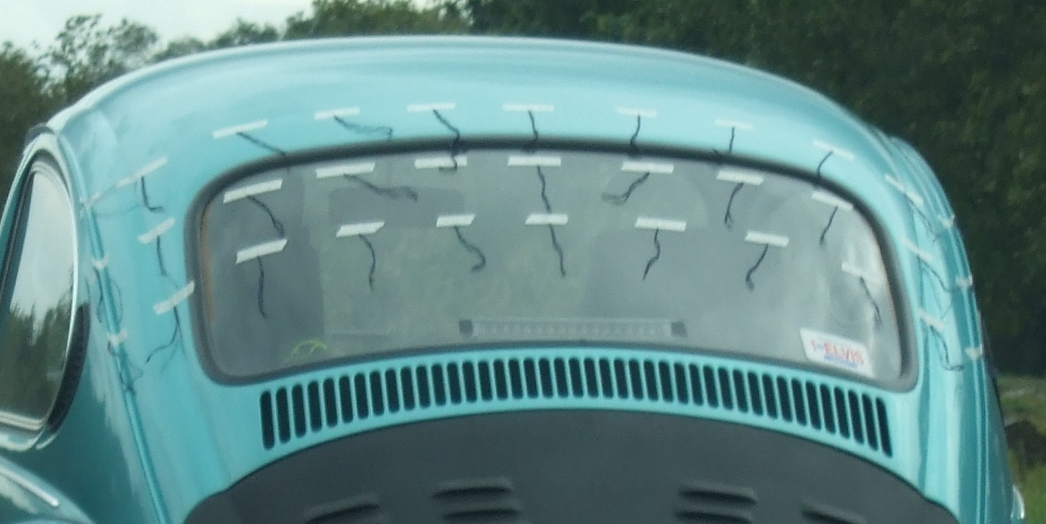 VW beetle wool tuft testing without rear window spoiler