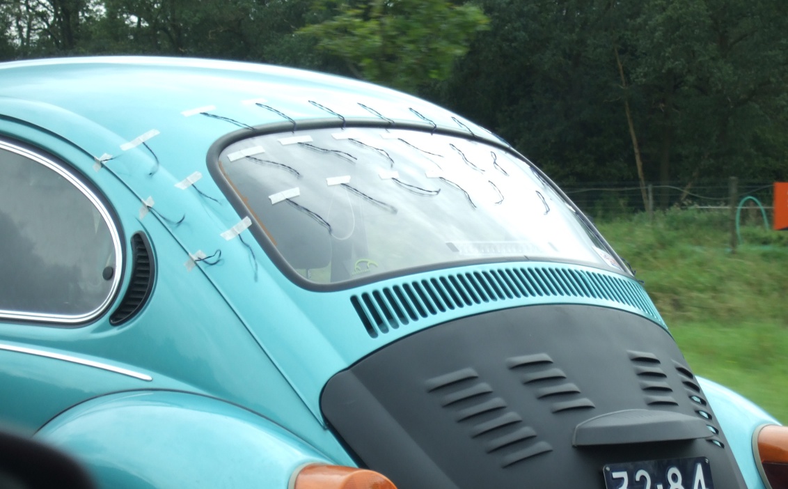 VW beetle wool tuft testing without rear window spoiler